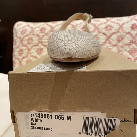 Clarks Laina 15, White Snake Slingback Flat, 6.5 - Picture 2 of 7